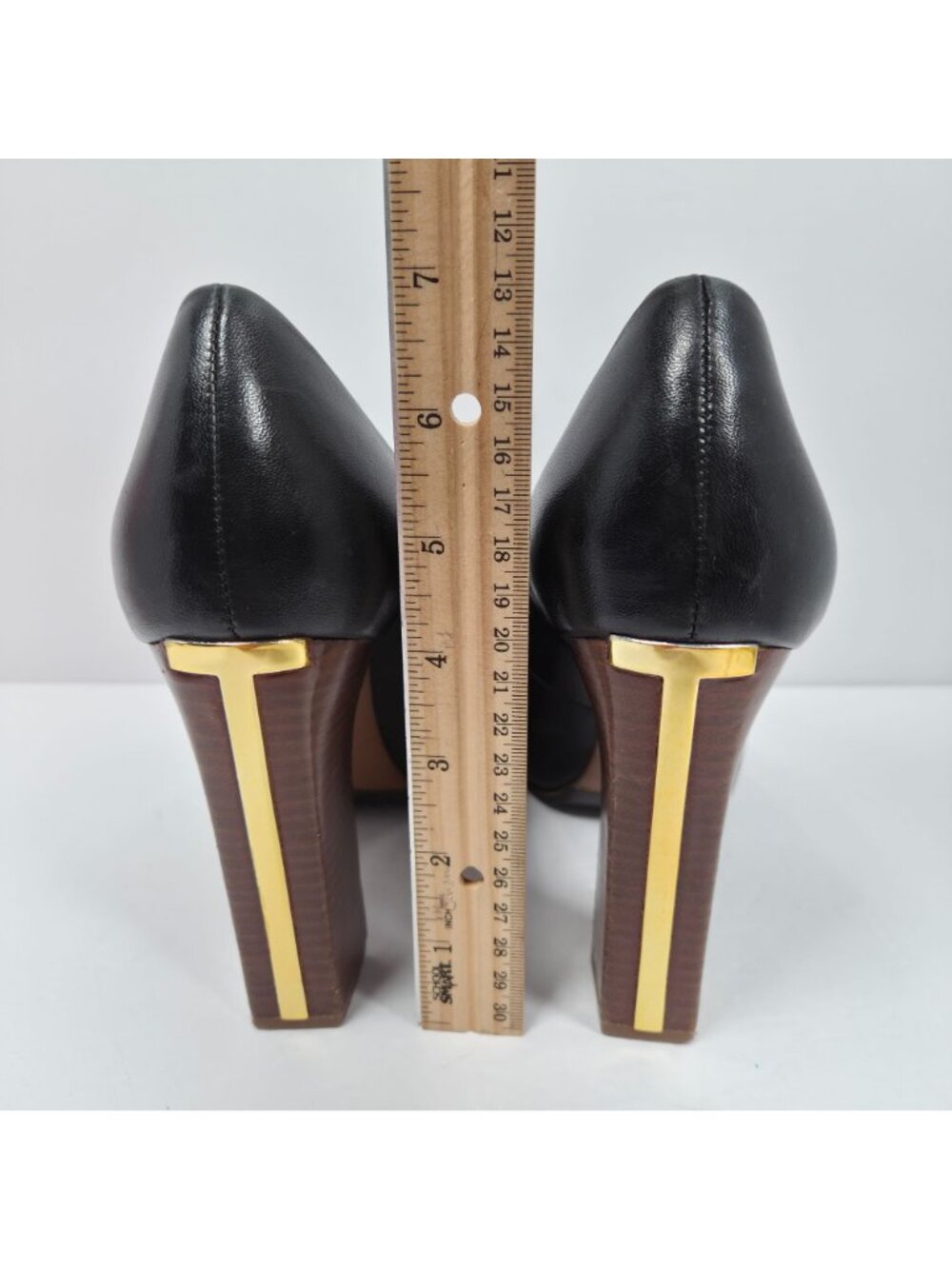 Tory Burch Cantrelle Women's Black Leather Peep-Toe Platform Heels Size 9M - Picture 8 of 9